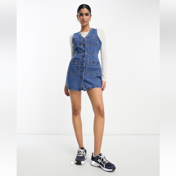 Denim - ASOS Blue Denim Button-Front Women's Jeans Dress